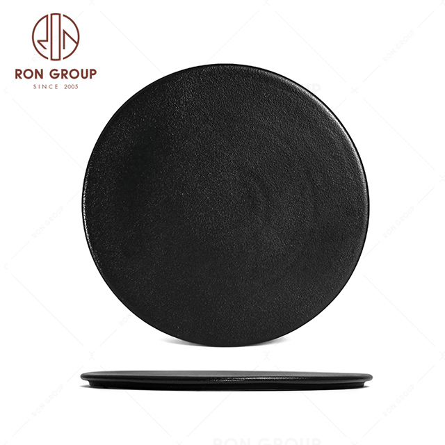 RonGroup New Color Matte Black Chip Proof Porcelain  Collection - Ceramic Dinnerware Round Dish 