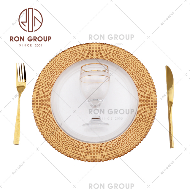 Clear glass charger plates with silver gold rim wedding dinner plates wholesale​