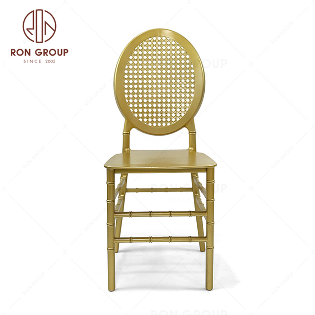 RNFH4-07 Fashion luxury One-piece style mesh Gold-painted restaurant furniture banquet party wedding PP chair
