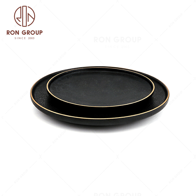 Catering Hotel Ceramic Dinner Plate Wholesale Porcelain Black Plate For Hotel