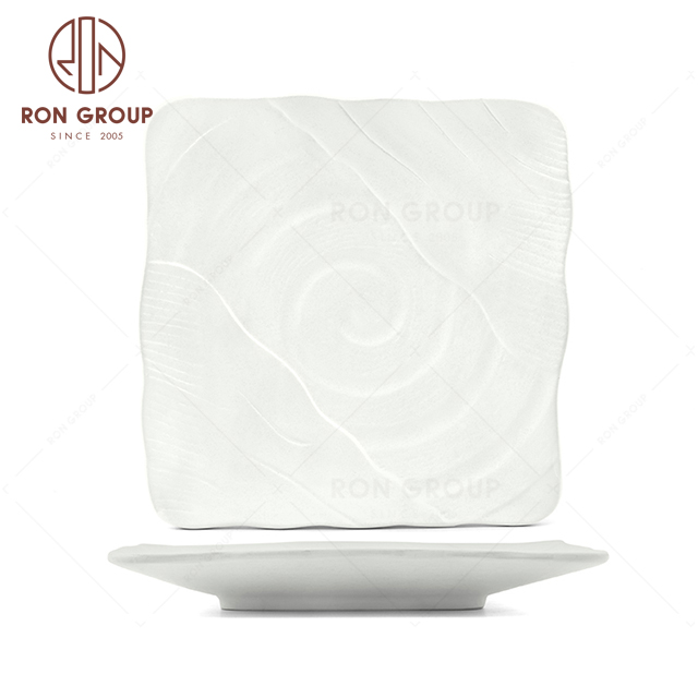 RNPCT2012-3D Hot Selling Raindrop White Style Restaurant Hotel Bar Cafe Wedding Water Wood Years Square Plate
