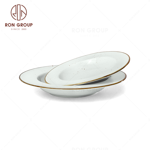 RonGroup New Color Chip Proof  Collection Misty White Bule -  Broadside Round Meal Plate 