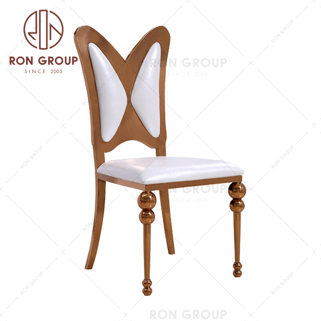New design gold metal restaurant dining banquet stainless steel wedding chairs