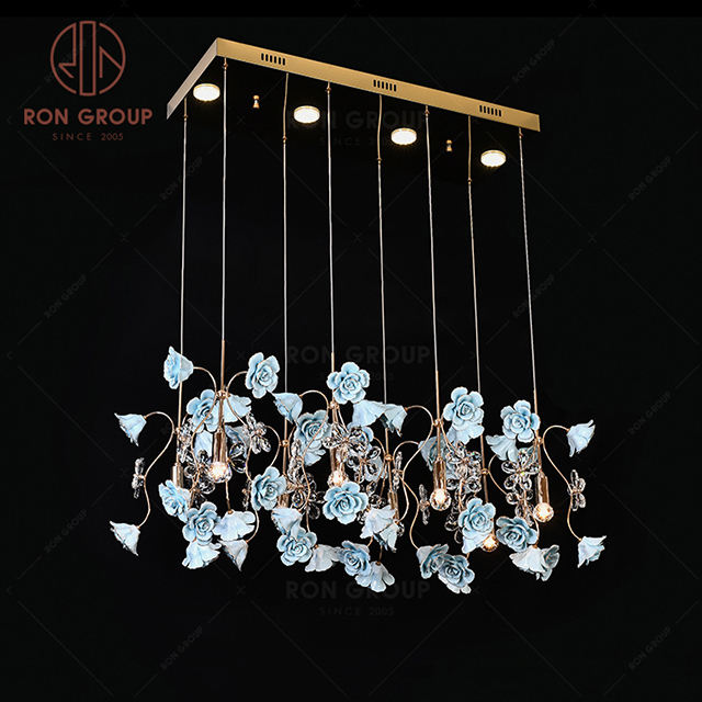 RonGroup Luxury Modern Wedding Decorative Light  Collection - Long Flower Crystal Ceiling Light 7105 - 8 +4P 