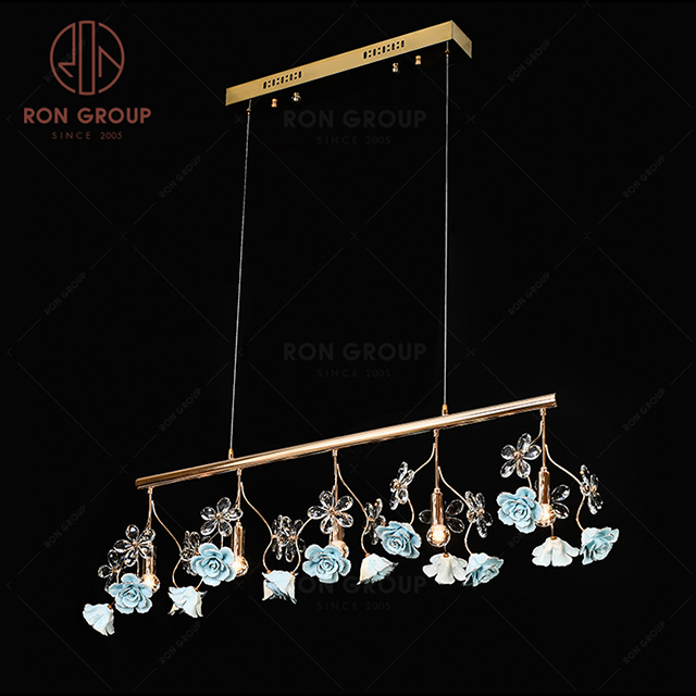 RonGroup Luxury Modern Wedding Decorative Light  Collection - Long Flower Crystal Ceiling Light 7105 - 5P 