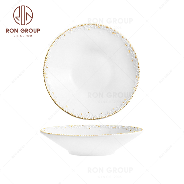 RNPCG2212-2213 Customized FAFARTC Series Restaurant Hotel Bar Cafe Wedding White Gold Hat Shape Bowl