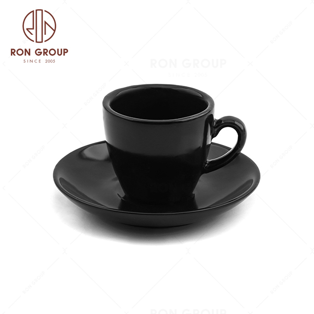 RNPCE144-145-Modern Design Matte Black Style Restaurant Hotel Bar Cafe Wedding Ceramic Coffee Cup&Plate