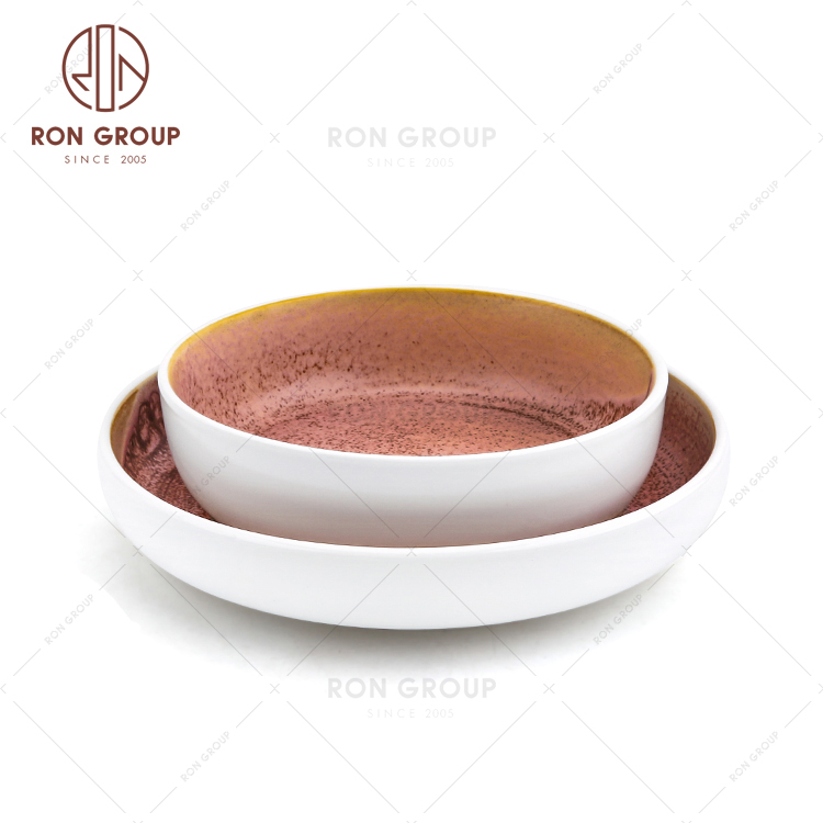 Restaurant Wholesale Round Shape Ceramic Simple Straight Edge Soup Plate 