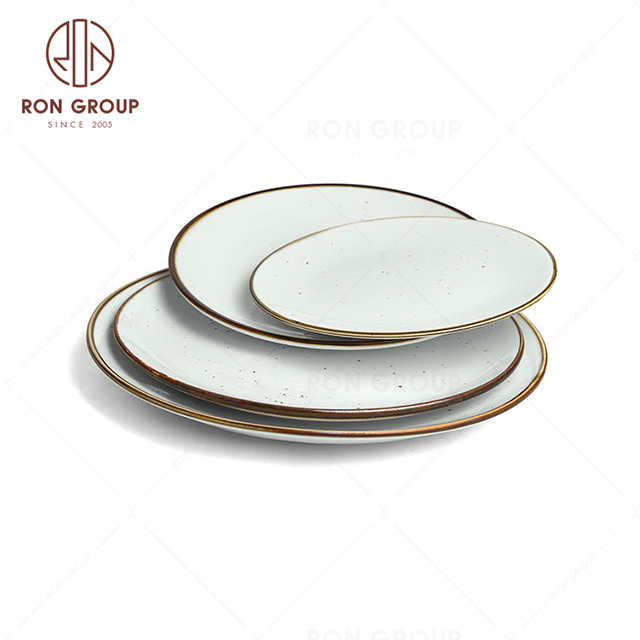 RonGroup New Color Chip Proof  Collection Misty White Bule -  Shallow Round  Plate 