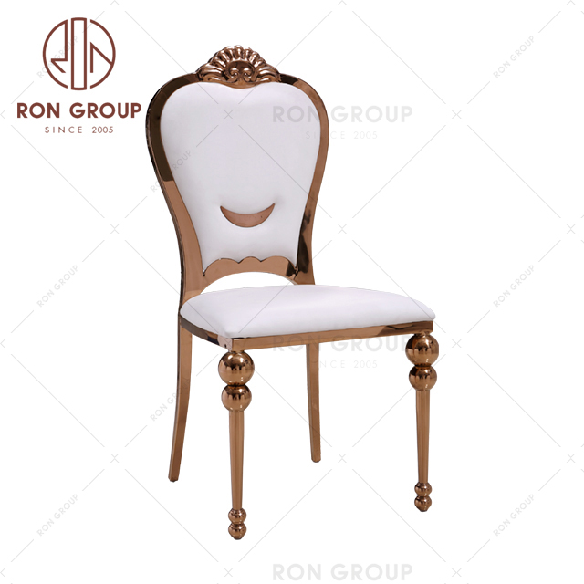 Metal brushed gold wedding restaurant dining leather stainless steel banquet hotel chair