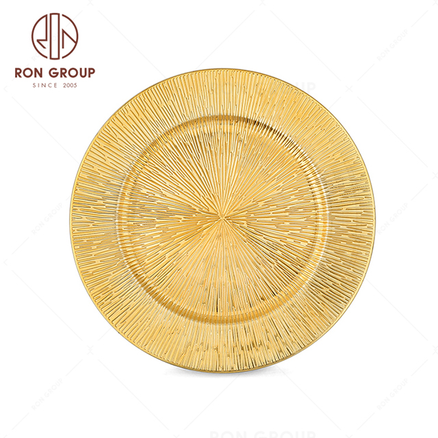RonGroup High Quality Event Plastic Charger Plate  -  Golden Wedding Plate 