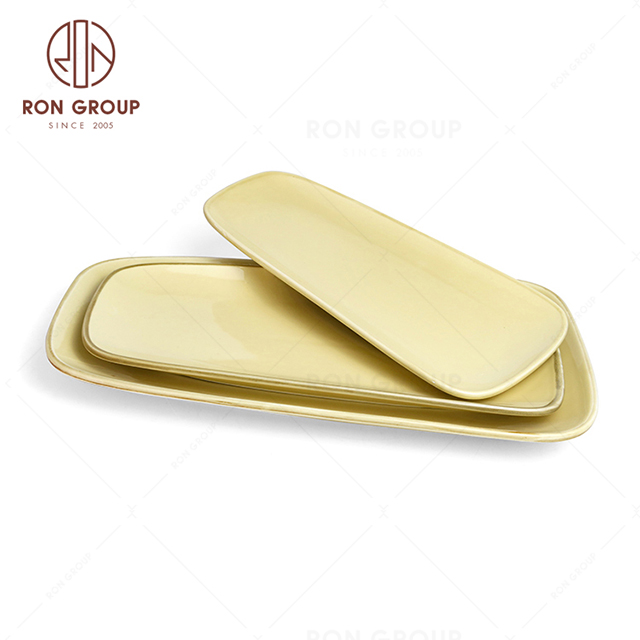 RonGroup New Color Custard Chip Proof Porcelain  Collection - Ceramic Dinnerware Bread Shape Plate