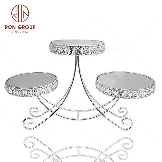 RNBF20543S Unique Design Stainless Steel Wedding Cafe Bar Three Tier Cake Stand
