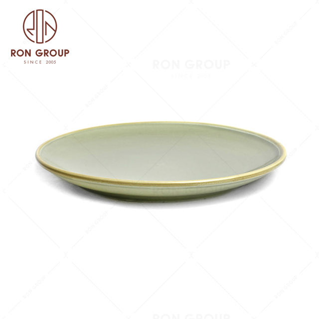 RonGroup New Color Morandi Chip Proof Porcelain  Collection - Ceramic Dinnerware Shallow Round Plate
