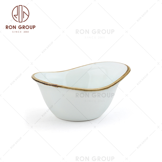 European style white porcelain tableware ceramic deep snack bowl salad bowl