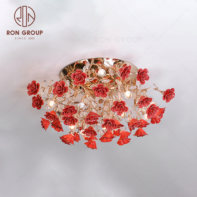 RonGroup Luxury Modern Wedding Decorative Light  Collection - Red Crystal Ceiling Light 7109-13C