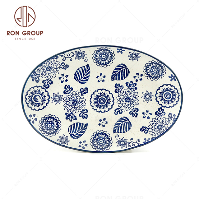 New design restaurant hotel porcelain oval dinner plates for banquet ceramic dishes set