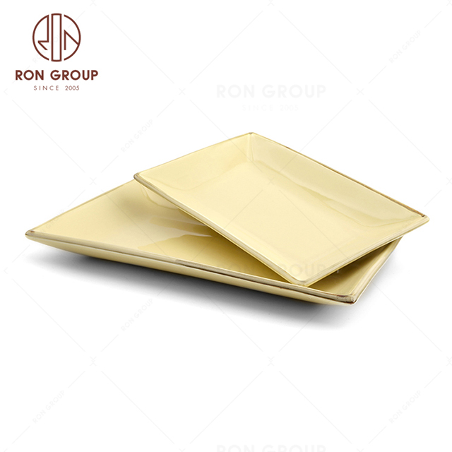 RonGroup New Color Custard Chip Proof Porcelain  Collection - Ceramic Dinnerware Retangular Plate