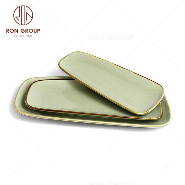 RonGroup New Color Morandi Chip Proof Porcelain  Collection - Ceramic Dinnerware Bread Shape Plate