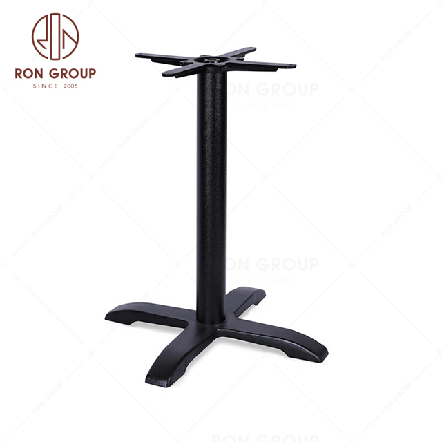 Matte black cross flat iron table leg metal frame table base for restaurants