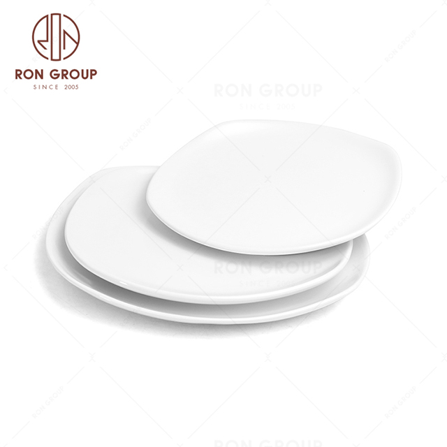 RonGroup New Color Matte White Chip Proof Porcelain  Collection - Ceramic Dinnerware Shallow Square  Plate