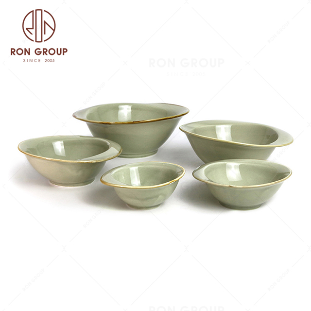 RonGroup New Color Morandi Chip Proof Porcelain  Collection - Ceramic Dinnerware Odd Bowl