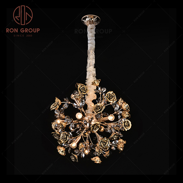 RonGroup Luxury Modern Wedding Decorative Light  Collection - Golden  Crystal Ceiling Light 7088 -12P