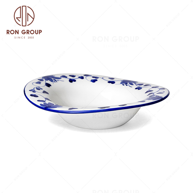 RonGroup New Color Rattan Flower Chip Proof Porcelain  Collection - Ceramic Dinnerware Random Plate
