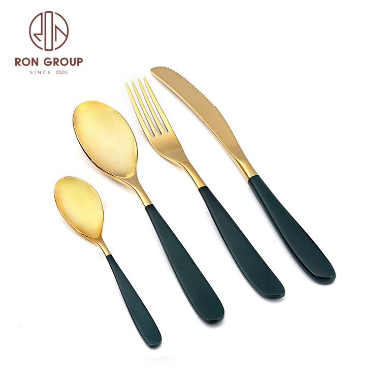 Classic Stainless Steel Flatware Sets Blue Handle Cutlery Set Gold Knife Spoon Fork Wedding Dinner Cutlery Set