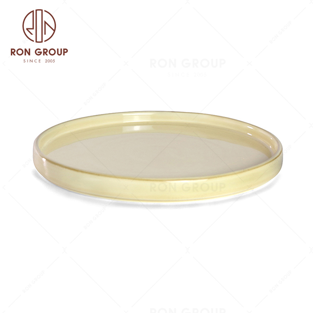 RonGroup New Color Custard Chip Proof Porcelain  Collection - Ceramic Dinnerware Round Plate