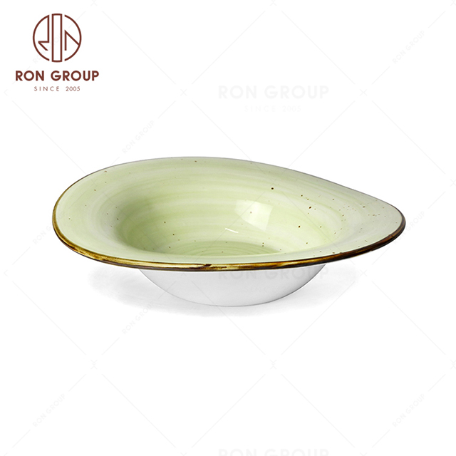 RonGroup New Color Apple Green  Chip Proof Porcelain  Collection - Ceramic Dinnerware Random Plate