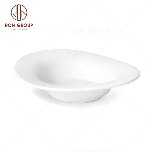 RonGroup New Color Matte White Chip Proof Porcelain  Collection - Ceramic Dinnerware Random Plate