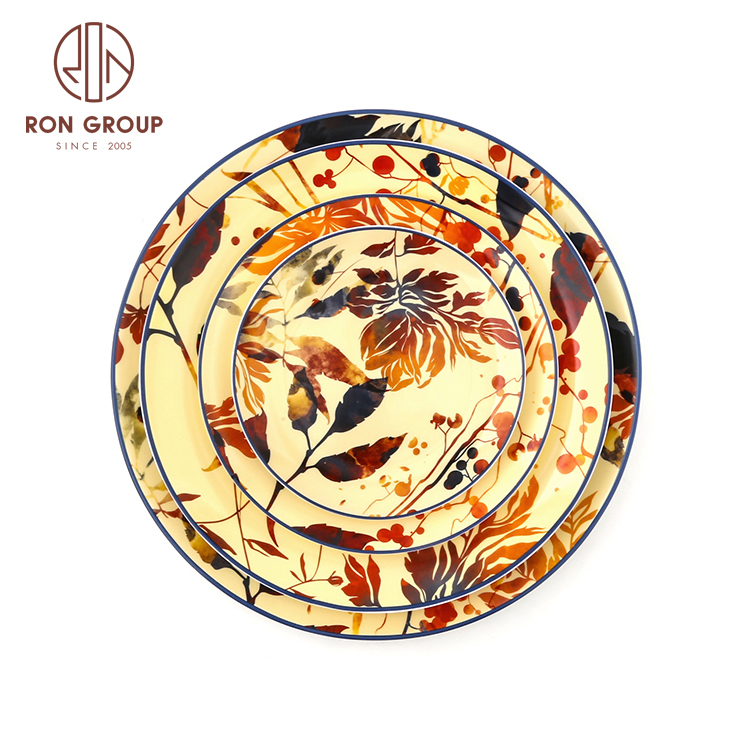 Elegant hotel wedding restaurant 12 inch round decorative fine bone china dinner plate