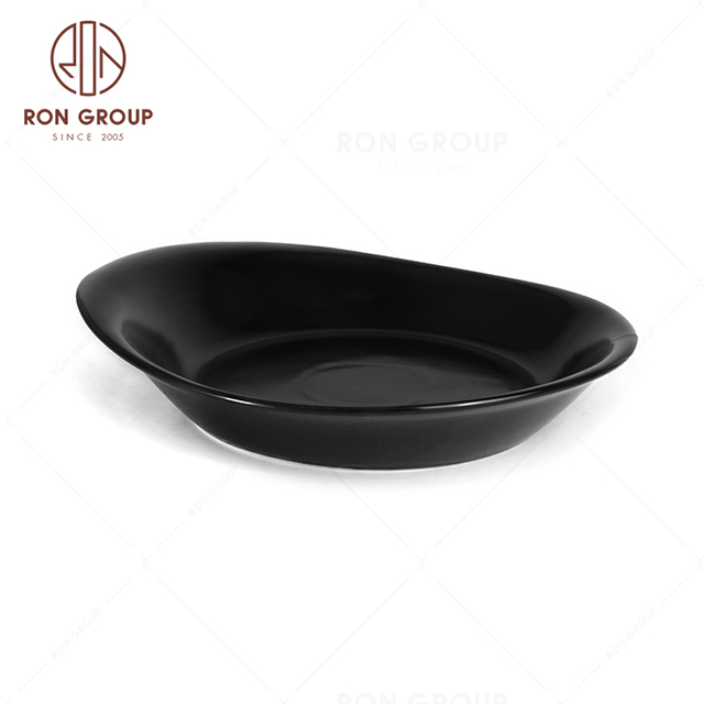 RNPCE021-High Quality Matte Black Style Restaurant Hotel Bar Cafe Wedding Ceramic Soup Plate