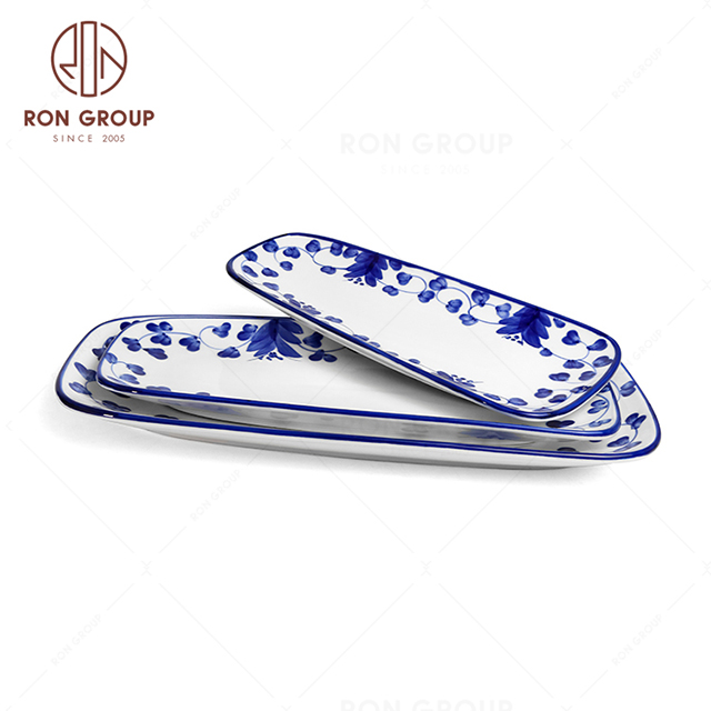 RonGroup New Color Rattan Flower Chip Proof Porcelain  Collection - Ceramic Dinnerware Bread Shape Plate