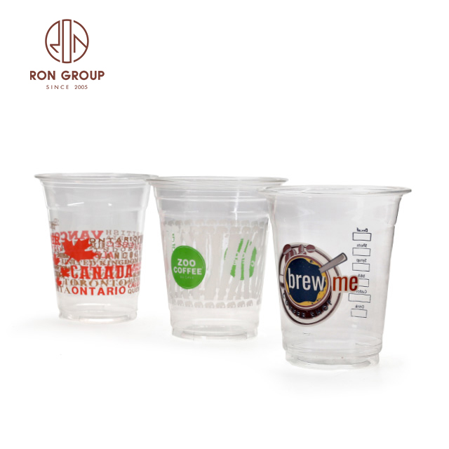 Custom wholesale eco friendly clear juice drink take away PET disposable coffee plastic cups with lid