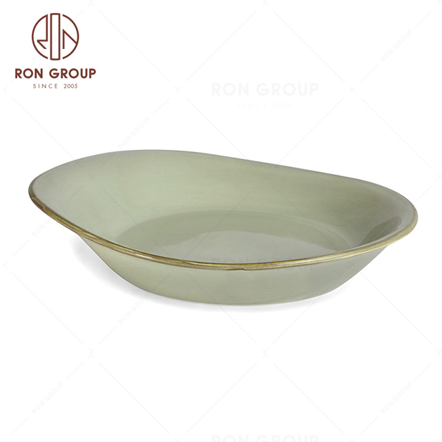 RonGroup New Color Morandi Chip Proof Porcelain  Collection - Ceramic Dinnerware Soup Plate
