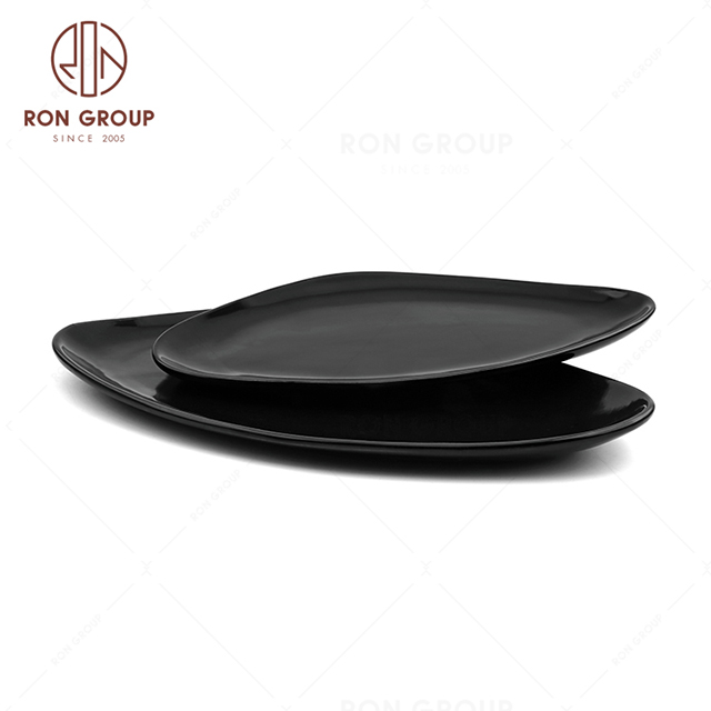 RNPCE011-Factory Wholesale Matte Black Style Restaurant Hotel Bar Cafe Wedding Triangular Narrow Plate