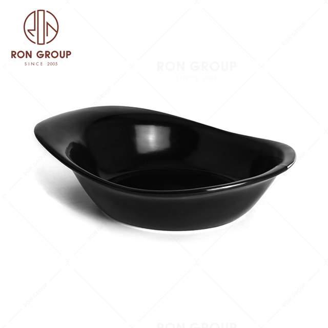 RNPCE012-High Quality Matte Black Style Restaurant Hotel Bar Cafe Wedding Ceramic Hat Salad Bowl