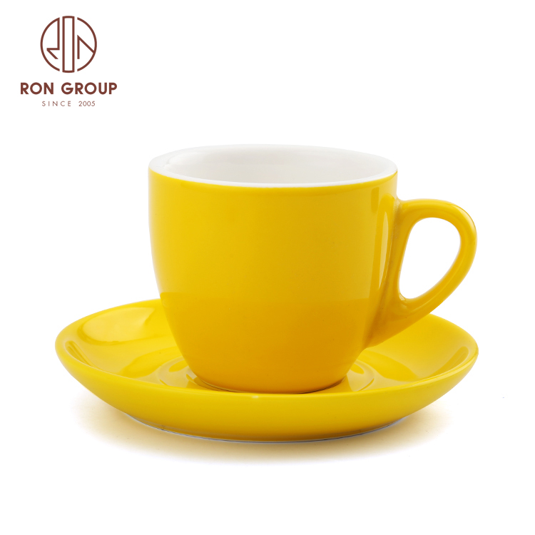 Nordic style colorful porcelain coffee cup cappuccino espresso coffee cup and saucer ceramic sets