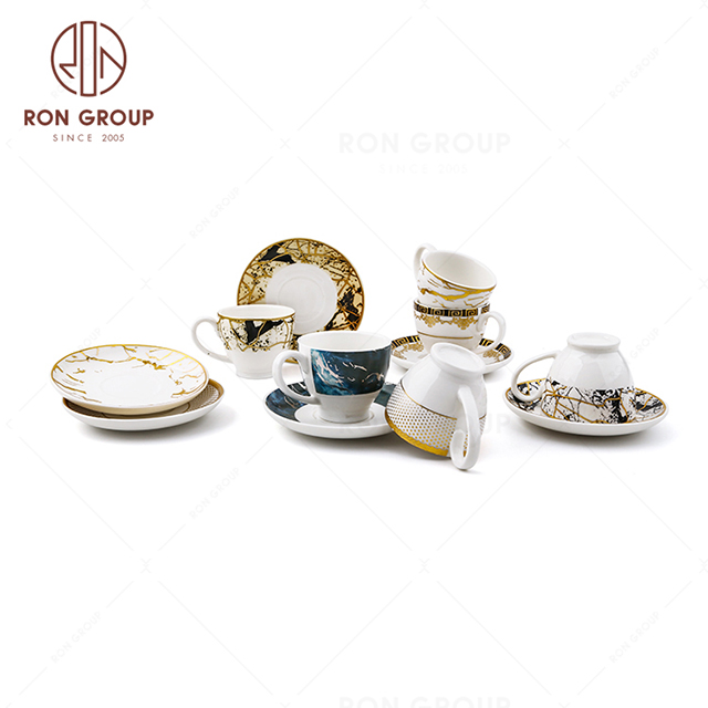 New Creative Ethiopian Porcelain Vintage Coffee Tea Cups and Saucers Sets