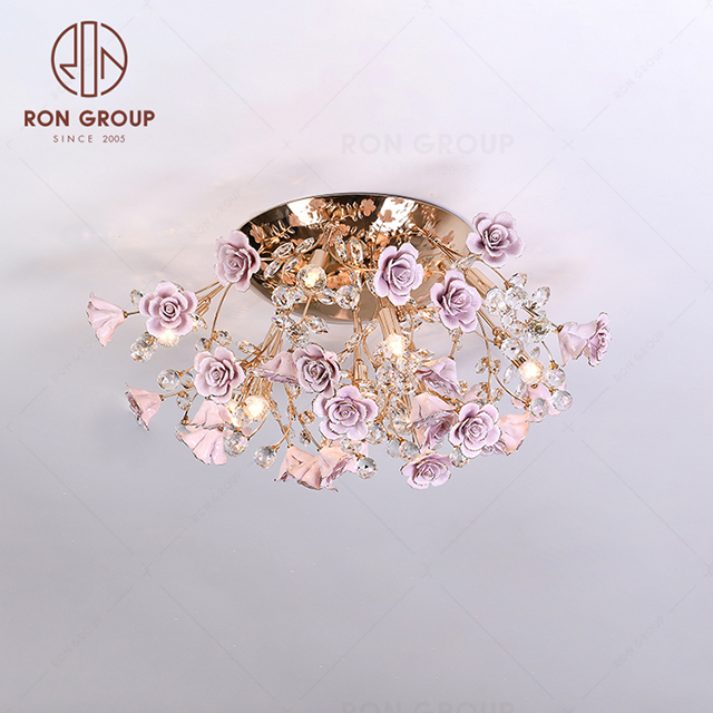RonGroup Luxury Modern Wedding Decorative Light  Collection - Pink Crystal Ceiling Light 7110 - 10C