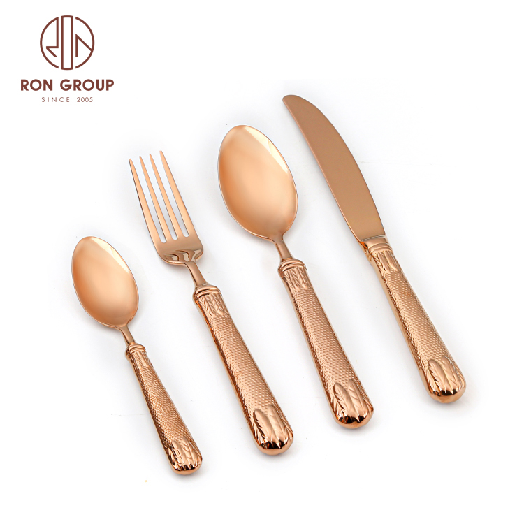 Factory Direct Wedding Cutlery Set Rose Gold Plated Stainless Steel Cutlery Tableware Set