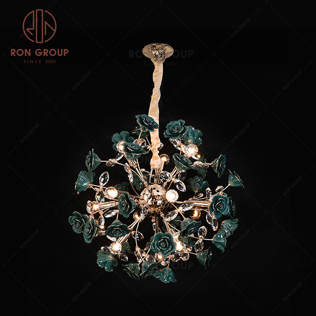 RonGroup Luxury Modern Wedding Decorative Light  Collection - Green Crystal Ceiling Light 7121-12P