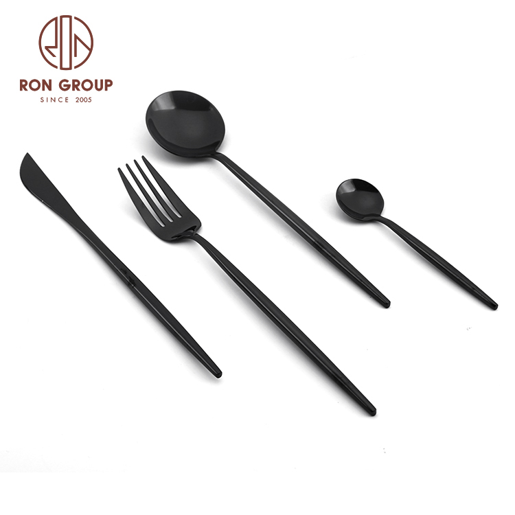 New Promotion Wholesale Restaurant Dinner Royal Black Wedding Cutlery Flatware Set 