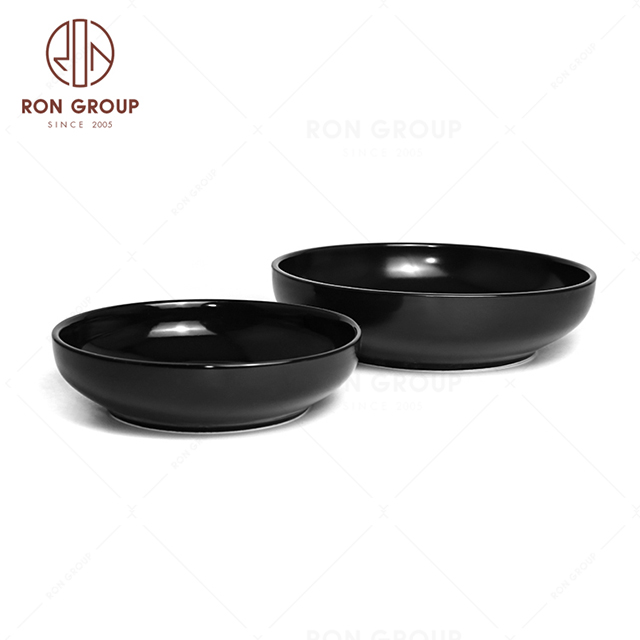 RNPCE004- Hot Sale Matte Black Style Restaurant Hotel Bar Cafe Wedding Ceramic Soup Plate