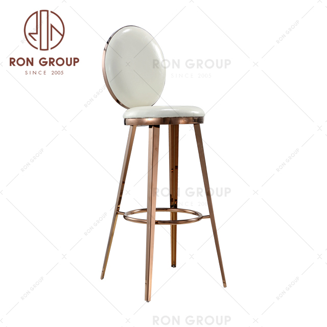 High quality stainless steel high round back stools chair for bar table