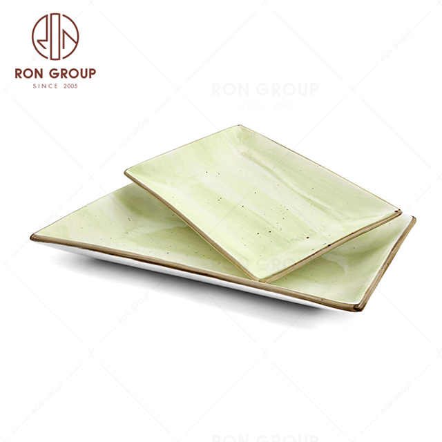 RonGroup New Color Apple Green  Chip Proof Porcelain  Collection - Ceramic Dinnerware Retangular Plate