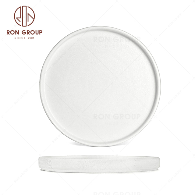 RNPCE007-Modern Design Frosted White Style Restaurant Hotel Bar Cafe Wedding Ceramic Round Plate
