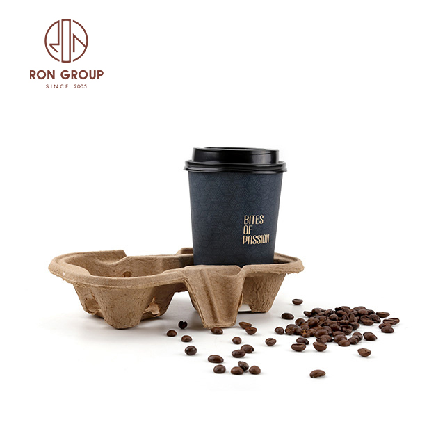 Disposable take away paper cup holder to go cup carrier for coffee cup